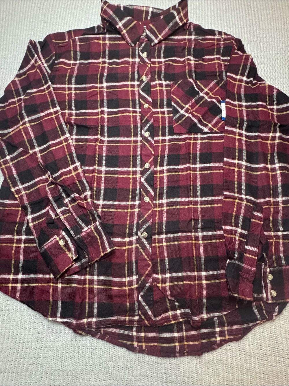 Men's Arizona Jean Co. Burgundy Plaid Button-Down Shirt - Casual Long Sleeve